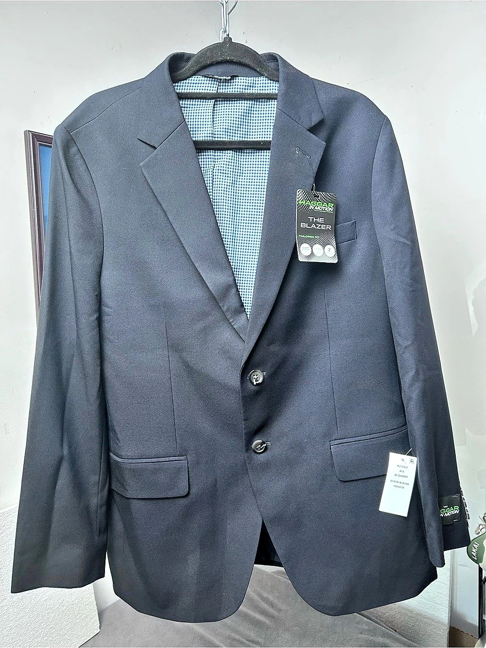 Haggar In Motion Blazer Men's Checkered Blue 42 Short new blazer - Picture 1 of 14